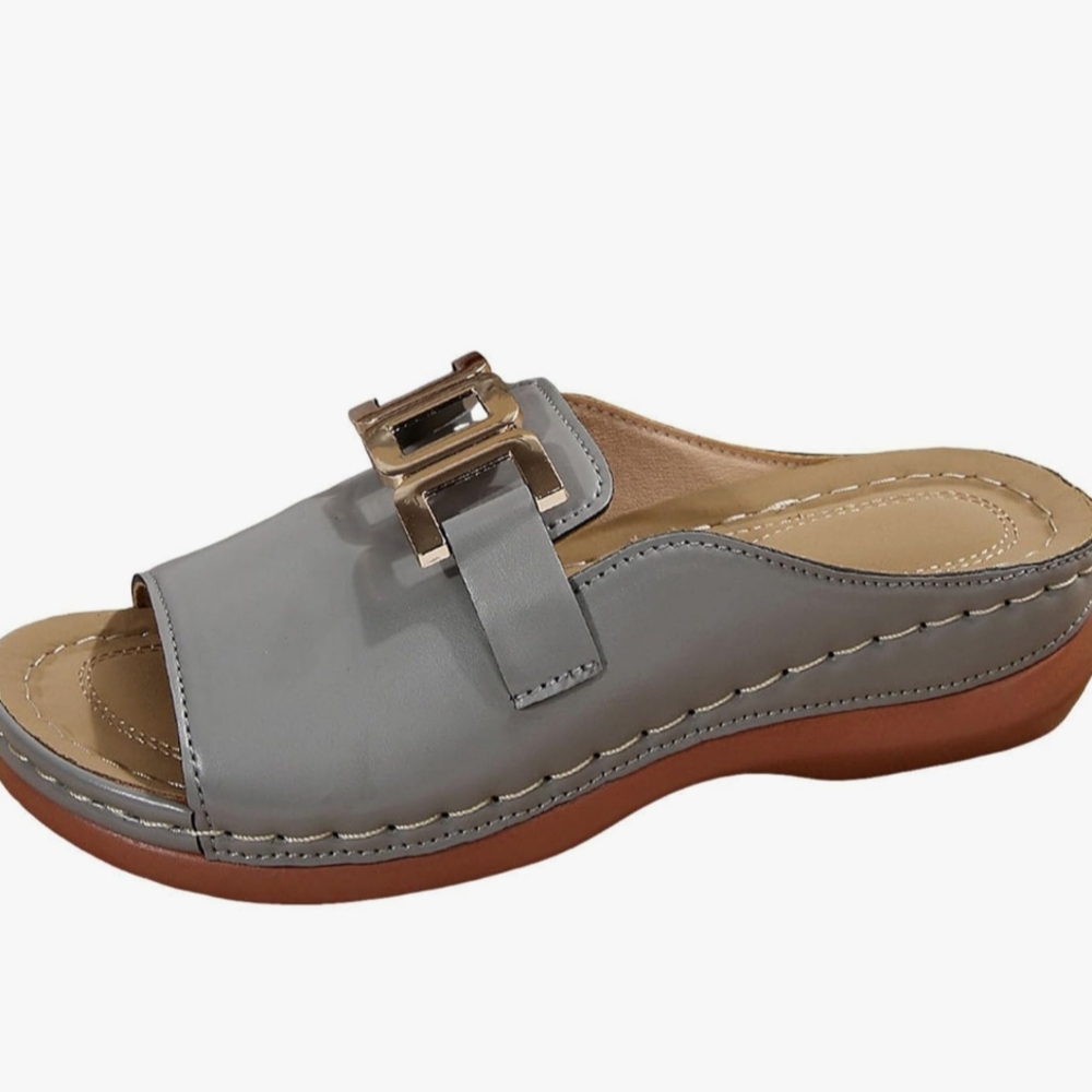 SOLD ELSEWHERE Gray and Brown Comfort Mules with Slip-Resistant Sole